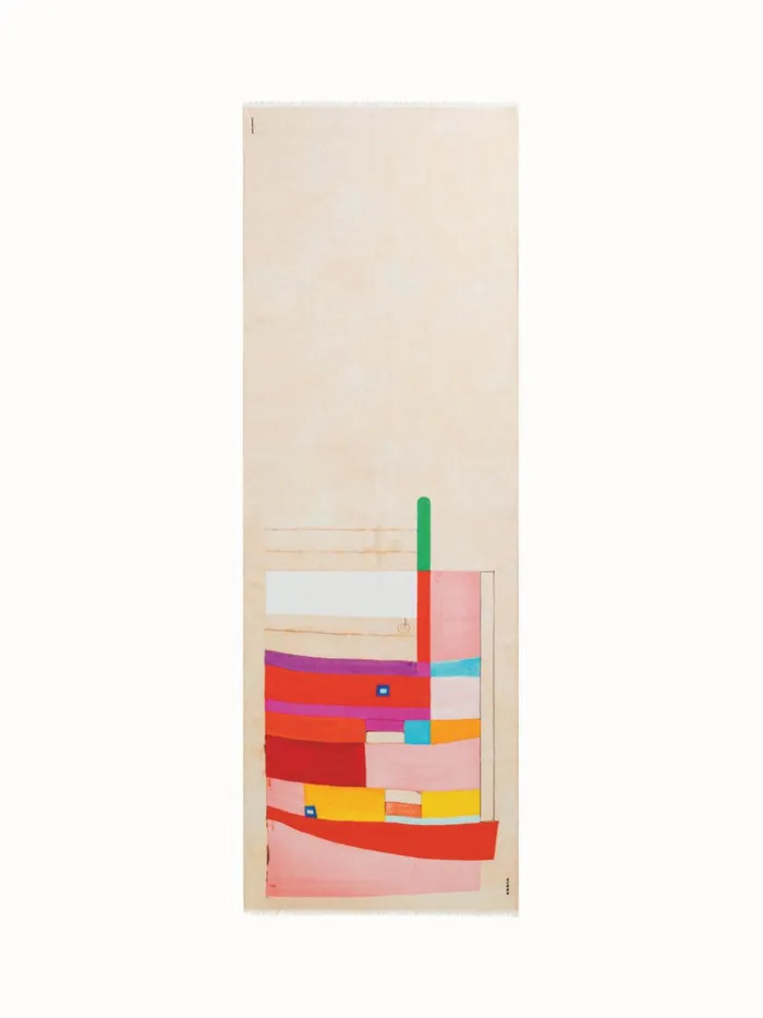 Scarf In Cashmere And Silk With Mural Print Multicolor Women Akris Collector Scarves