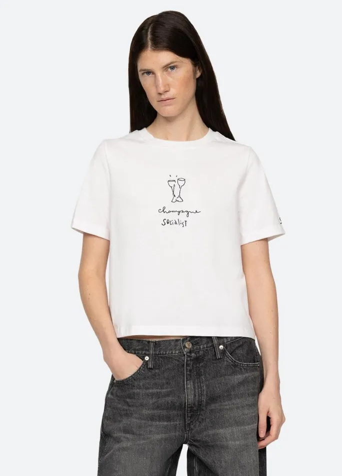 Sea New York Tops Women Champagne TShirt White Sea New York Tops Women Champagne TShirt White