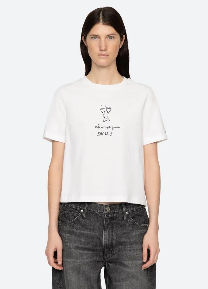 Sea New York Tops Women Champagne TShirt White Sea New York Tops Women Champagne TShirt White
