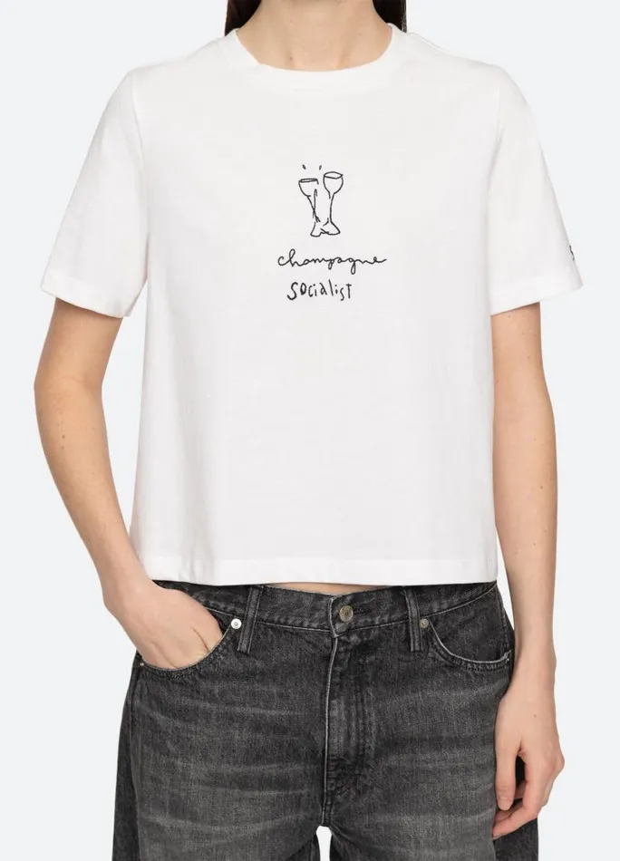 Sea New York Tops Women Champagne TShirt White Sea New York Tops Women Champagne TShirt White