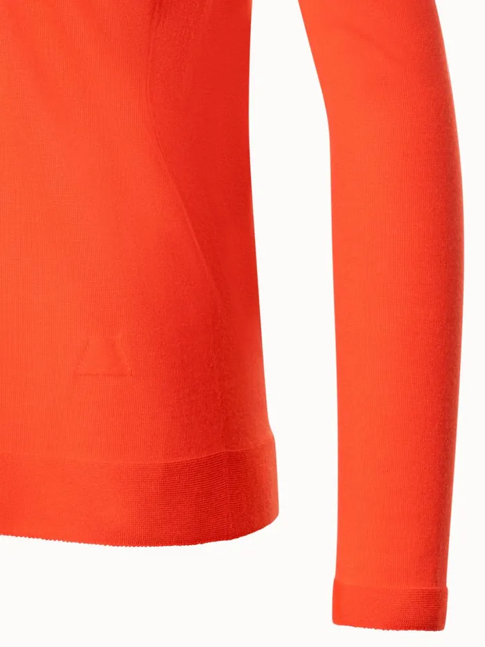 Seamless Cashmere Silk Knit VNeck Pullover Coral Women Akris Cashmere