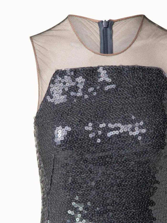 Sequins Apron Bodice Inset Midi Dress Dark Slate Women Akris Dresses