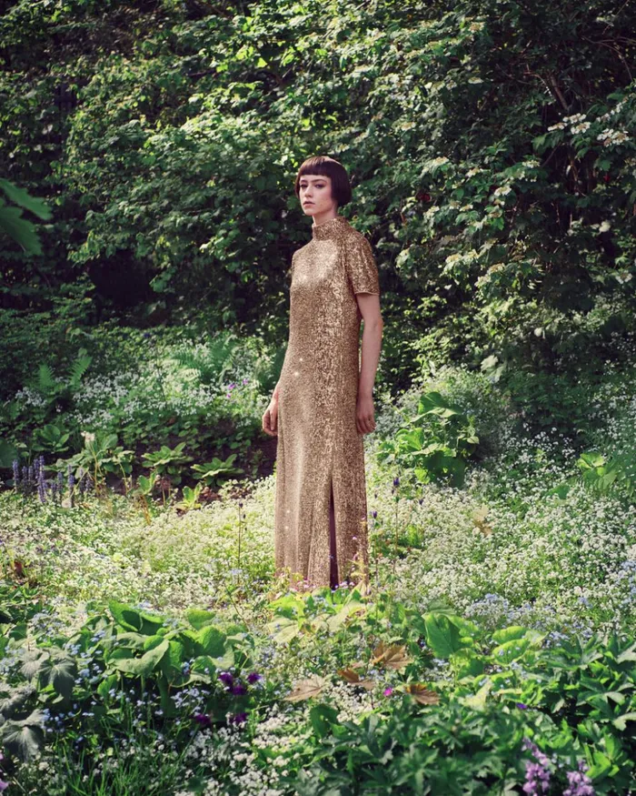 Sequins Gown Gold Women Akris Dresses