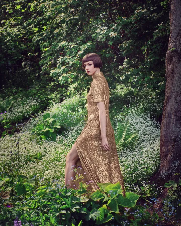 Sequins Gown Gold Women Akris Dresses