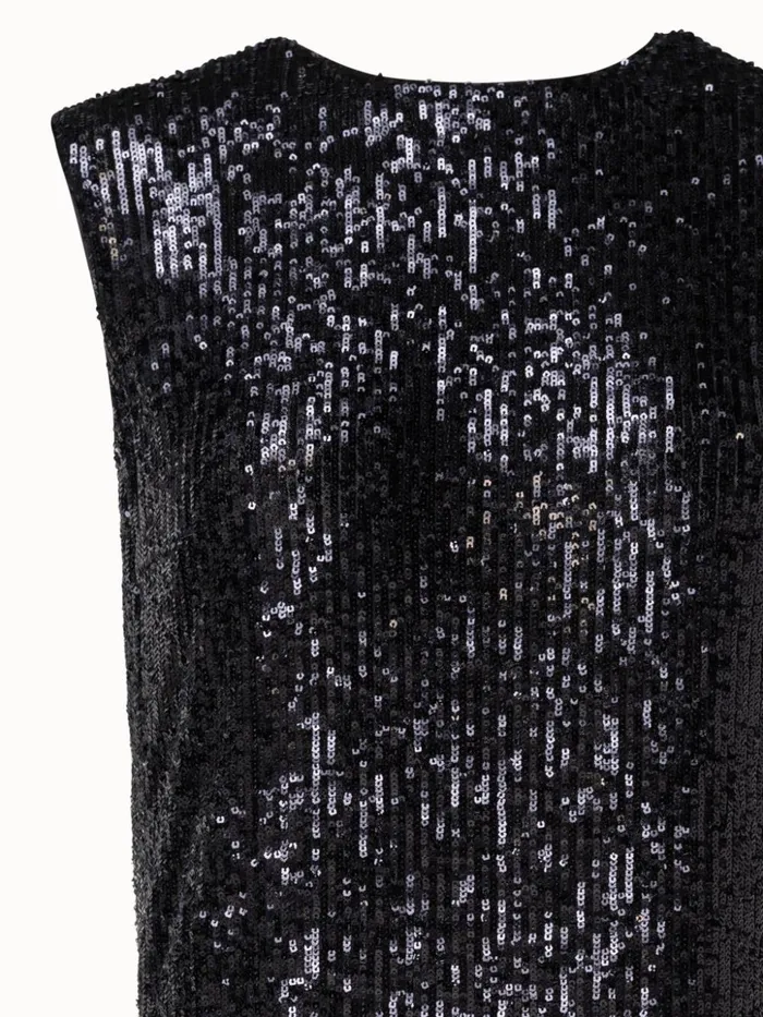 Sequins Long Tunic Black Women Akris Blouses