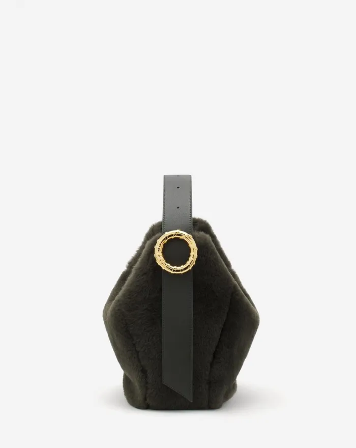 Shearling Mlodie Hobo Bag Loden Women Lanvin Crossbody Bags and Shoulder Bags