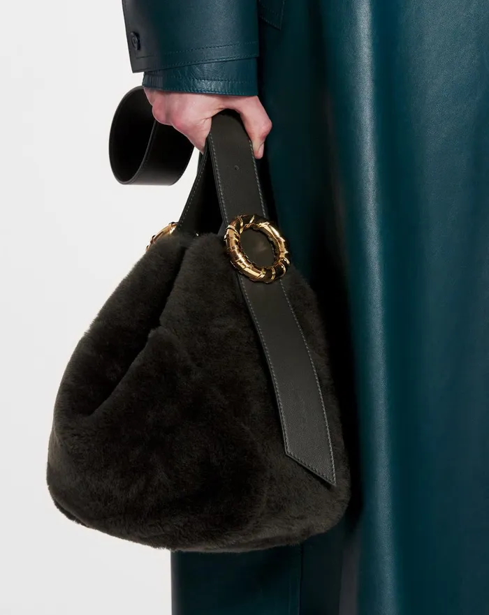 Shearling Mlodie Hobo Bag Loden Women Lanvin Crossbody Bags and Shoulder Bags