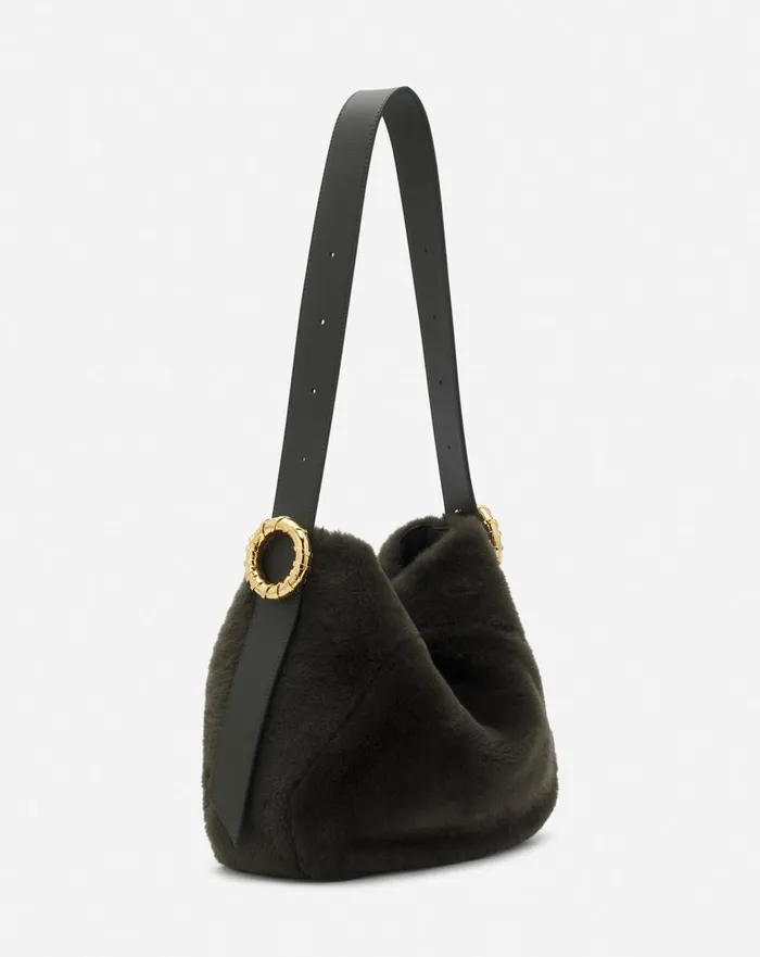 Shearling Mlodie Hobo Bag Loden Women Lanvin Crossbody Bags and Shoulder Bags