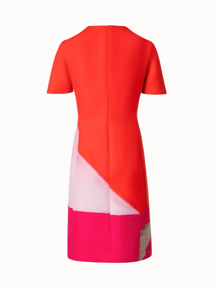 Sheath Dress In Cotton Silk With Spectra Print Poppymulticolor Women Akris Dresses