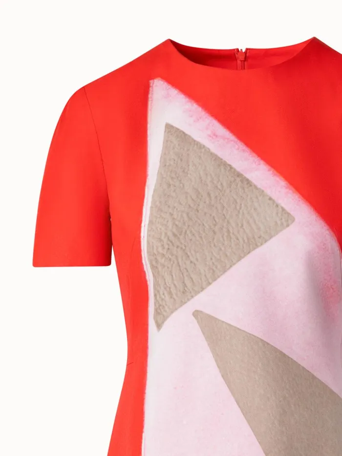 Sheath Dress In Cotton Silk With Spectra Print Poppymulticolor Women Akris Dresses