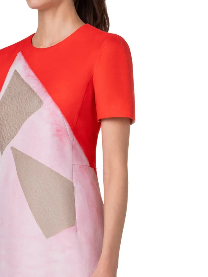 Sheath Dress In Cotton Silk With Spectra Print Poppymulticolor Women Akris Dresses