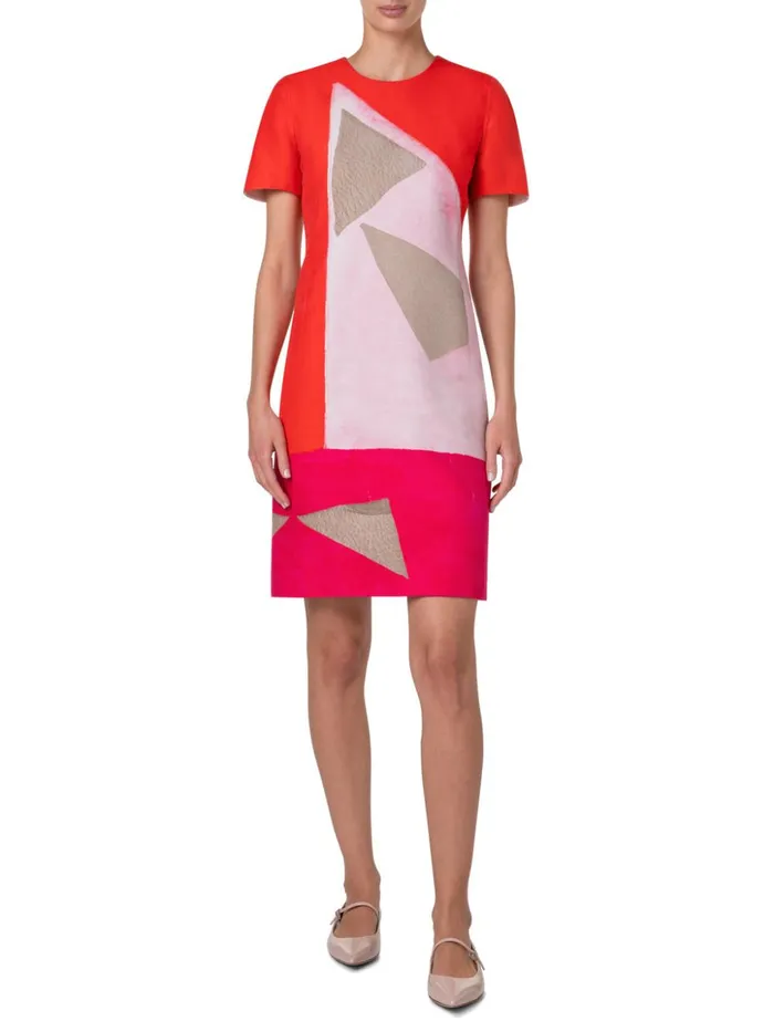 Sheath Dress In Cotton Silk With Spectra Print Poppymulticolor Women Akris Dresses