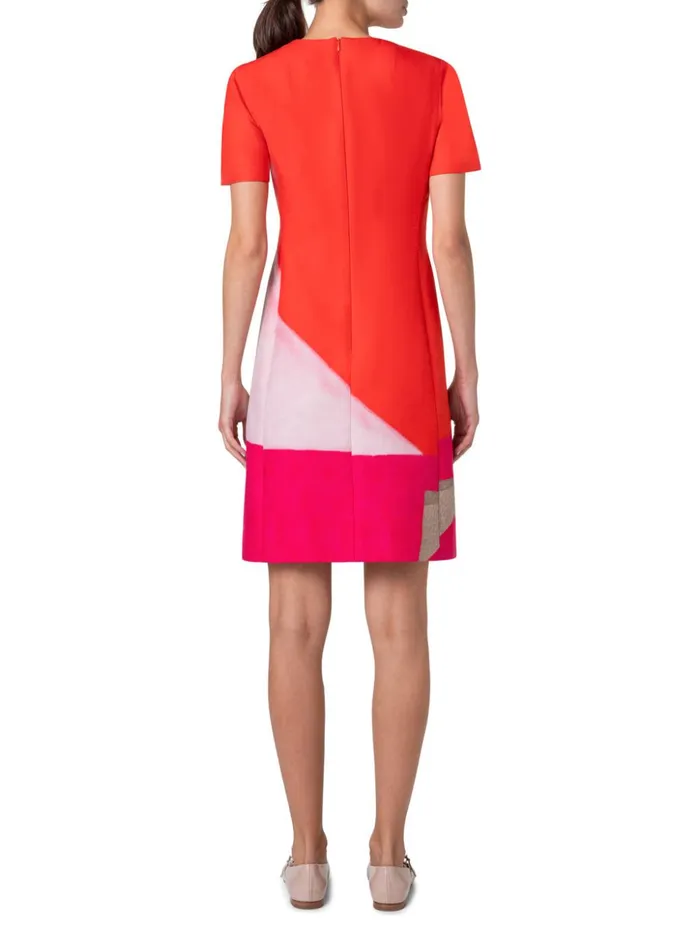 Sheath Dress In Cotton Silk With Spectra Print Poppymulticolor Women Akris Dresses