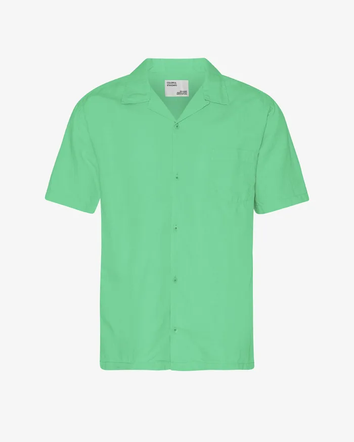 Shirts Colorfulstandard Men Linen Short Sleeved Shirt 8211 Spring Green