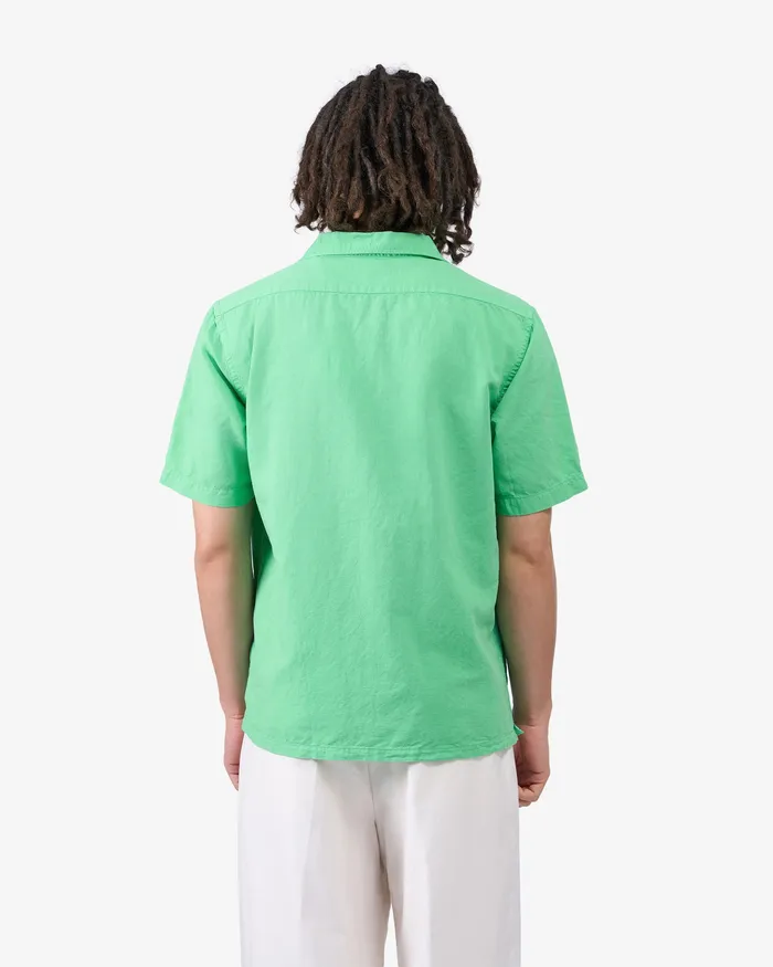 Shirts Colorfulstandard Men Linen Short Sleeved Shirt 8211 Spring Green