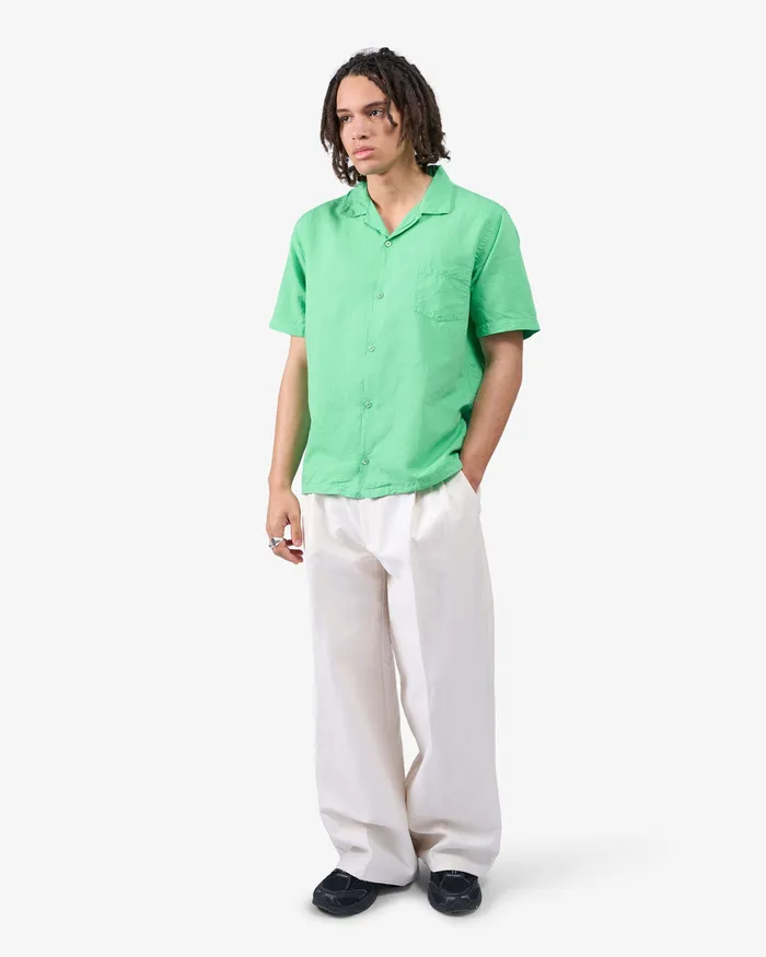 Shirts Colorfulstandard Men Linen Short Sleeved Shirt 8211 Spring Green