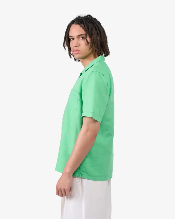 Shirts Colorfulstandard Men Linen Short Sleeved Shirt 8211 Spring Green