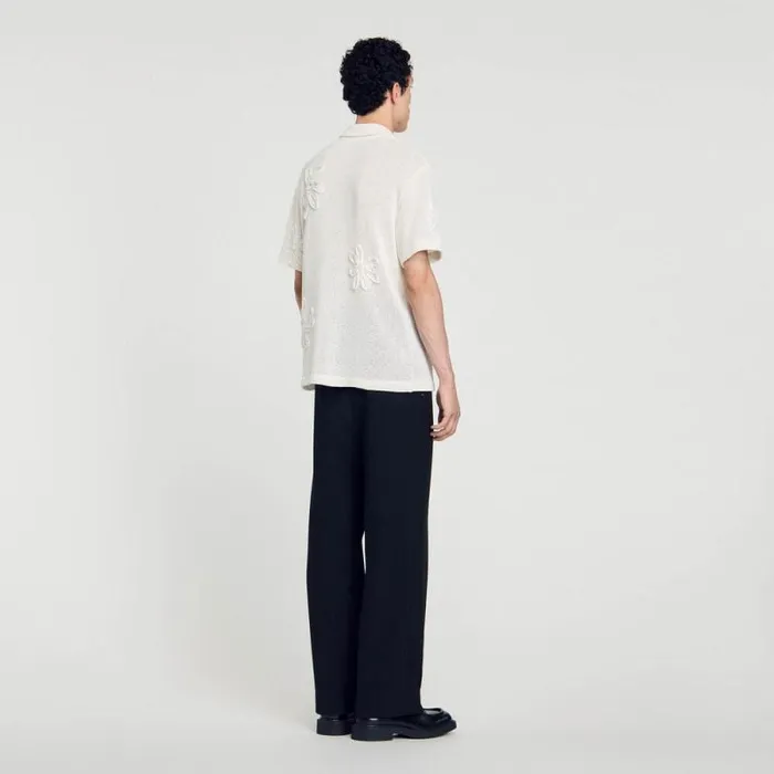 Shirts Men SANDRO Floral Knit Shirt Ecru