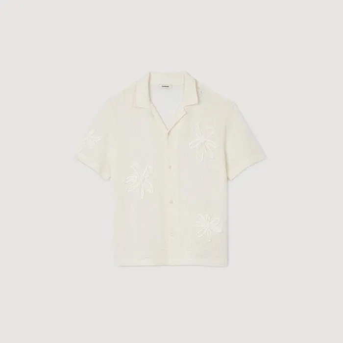 Shirts Men SANDRO Floral Knit Shirt Ecru
