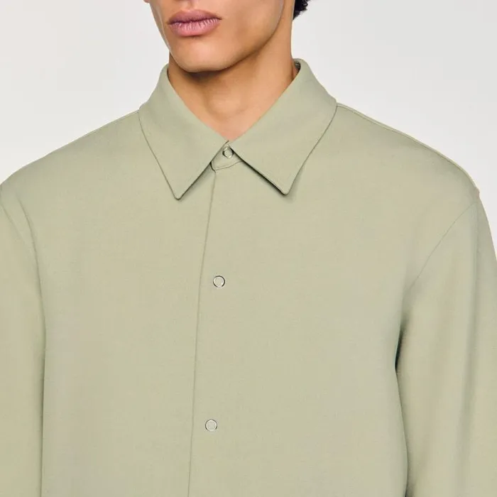 Shirts Men SANDRO Longsleeved Jersey Shirt Light Kaki