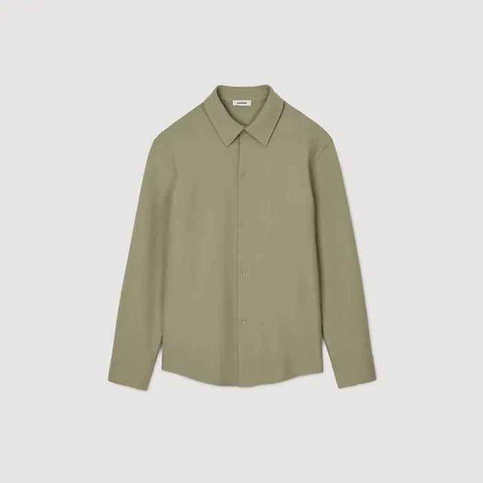 Shirts Men SANDRO Longsleeved Jersey Shirt Light Kaki