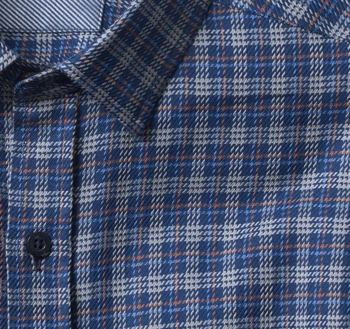 Shirts Premium Cotton Shirts NavyGray Triple Grid 8211 Johnston and Murphy Men