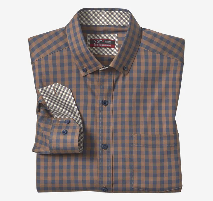 Shirts XC4 Sport LongSleeve Shirt Brown 8211 Johnston and Murphy Men
