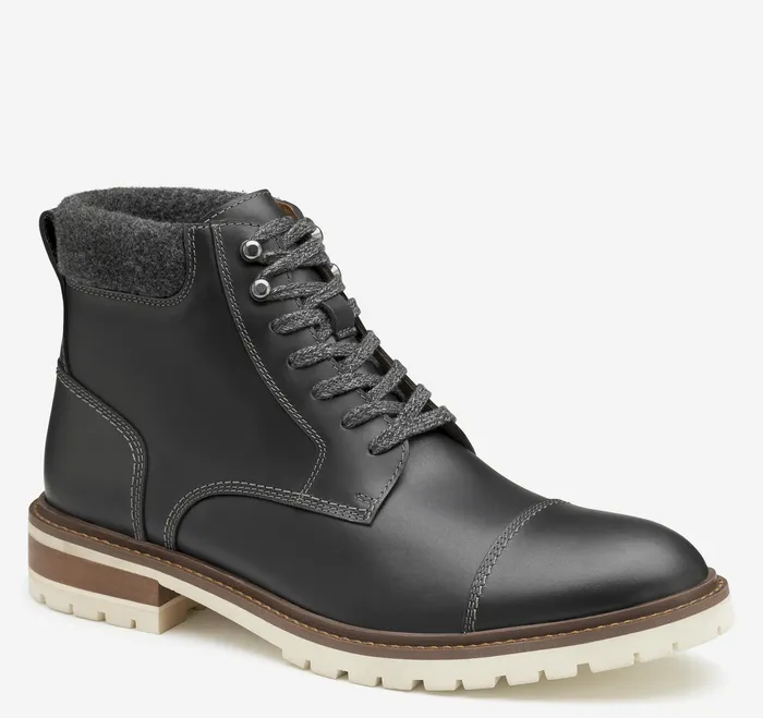 Shoes Barrett Cap Toe Boot Gray Full Grain Johnston and Murphy Men