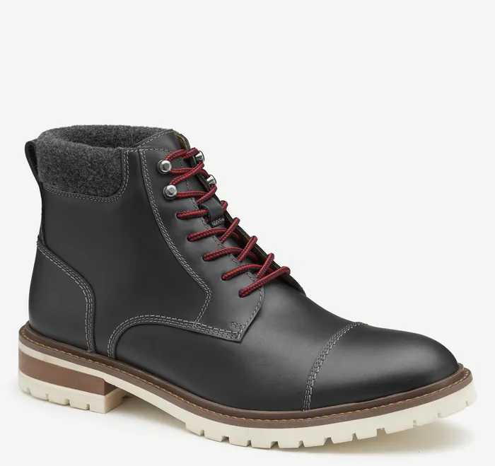 Shoes Barrett Cap Toe Boot Gray Full Grain Johnston and Murphy Men