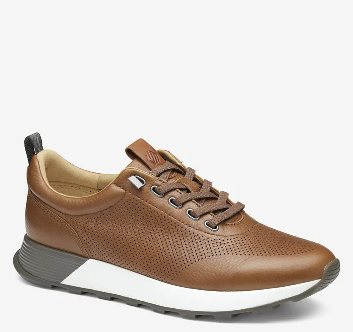 Shoes Johnston and Murphy Men Kinnon Perfed Jogger Dark Tan Full Grain