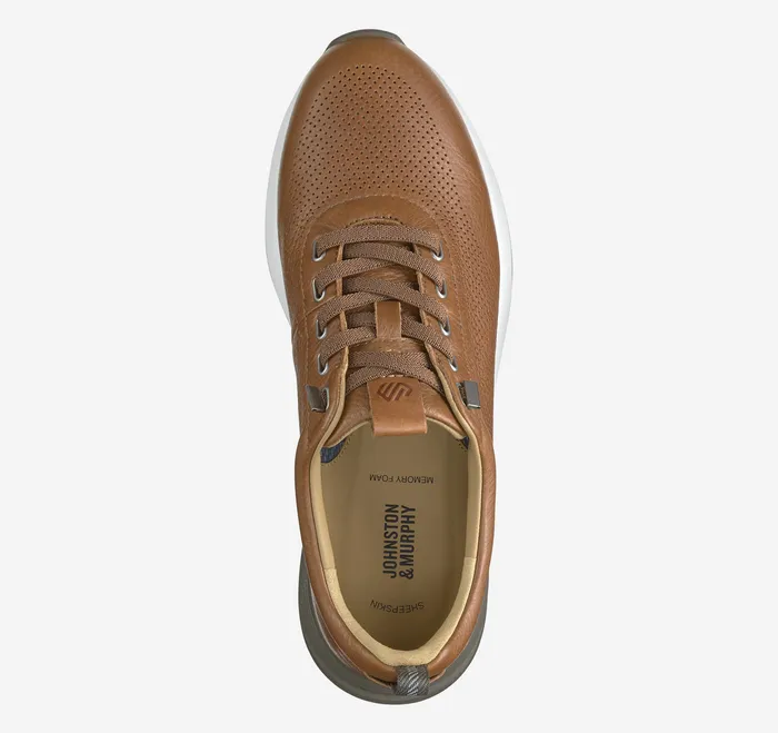 Shoes Johnston and Murphy Men Kinnon Perfed Jogger Dark Tan Full Grain