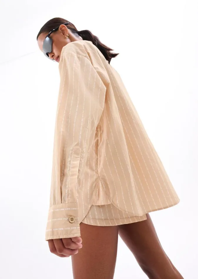 Shop AVENTURA SHIRT IN PINSTRIPE PRINT PE Nation Long Sleeve Tops