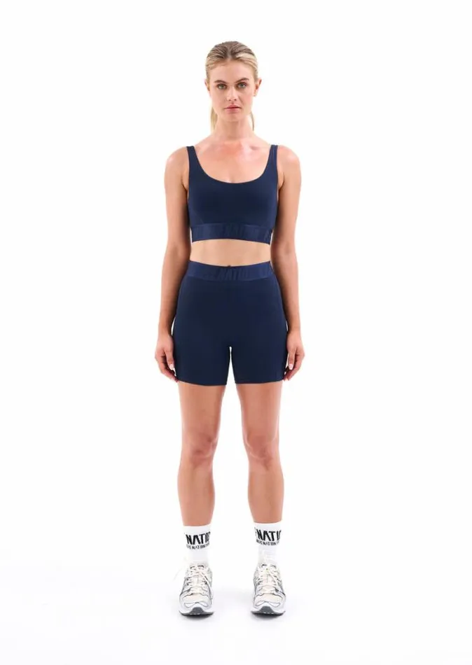 Shop BACKCHECK BIKE SHORT IN DARK NAVY PE Nation Shorts