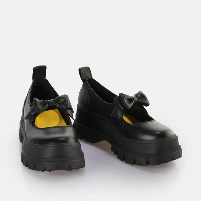 Shop Ballet Flats BUFFALO Aspha Ballerina Bow Black