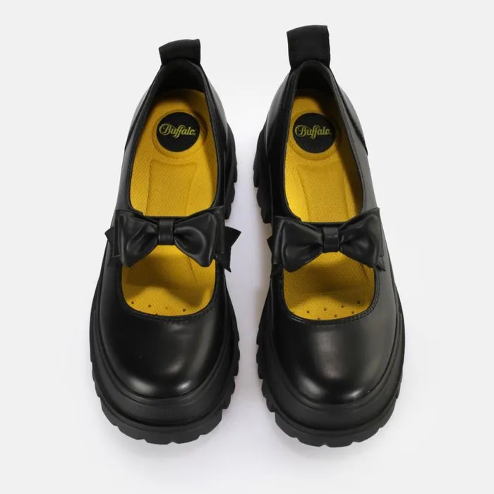 Shop Ballet Flats BUFFALO Aspha Ballerina Bow Black