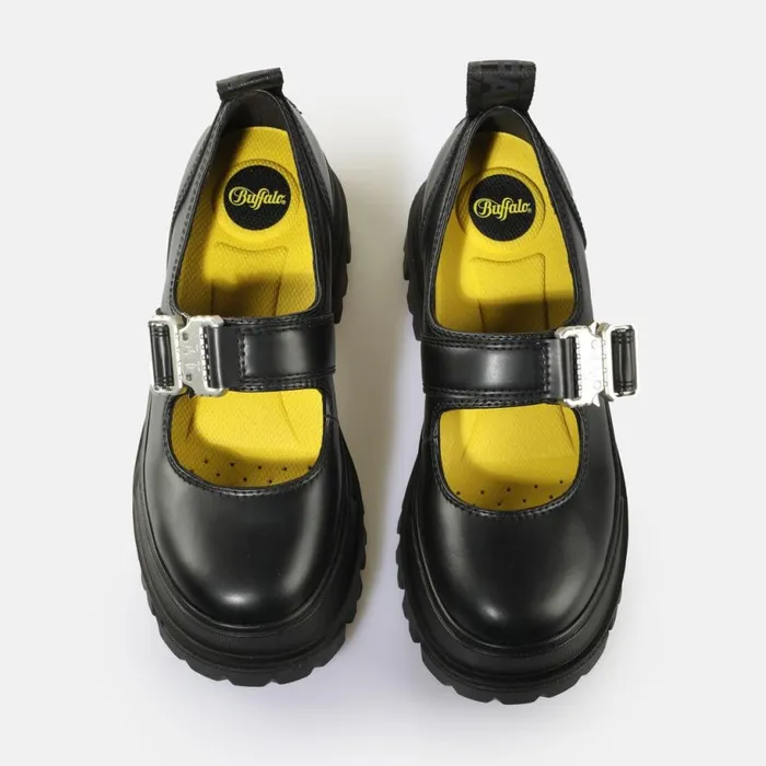 Shop Ballet Flats BUFFALO Aspha Ballerina Buckle Black