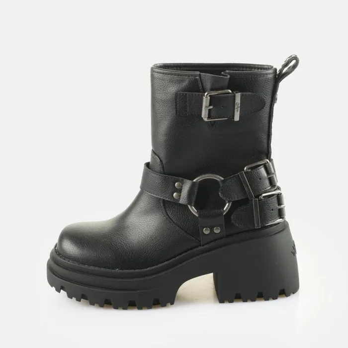 Shop Boots and AnkleBoots BUFFALO BFL BRAVR BIKER LO 8211 VEGAN NAPPA 8211 BLACK Black
