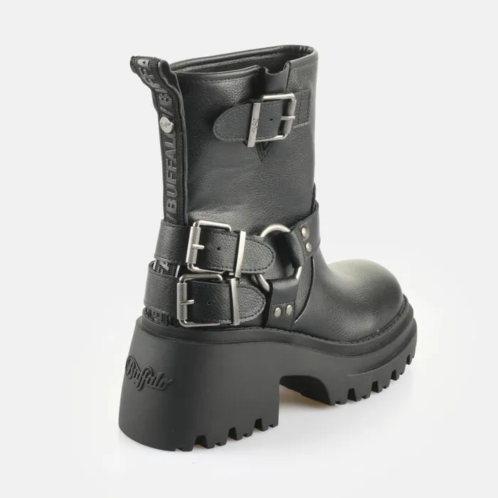 Shop Boots and AnkleBoots BUFFALO BFL BRAVR BIKER LO 8211 VEGAN NAPPA 8211 BLACK Black