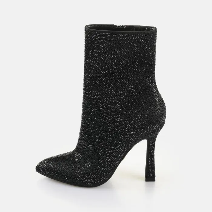 Shop Boots and AnkleBoots BUFFALO LINDA ANKLE SHINE 8211 VEGAN SATIN 8211 BLACK Black