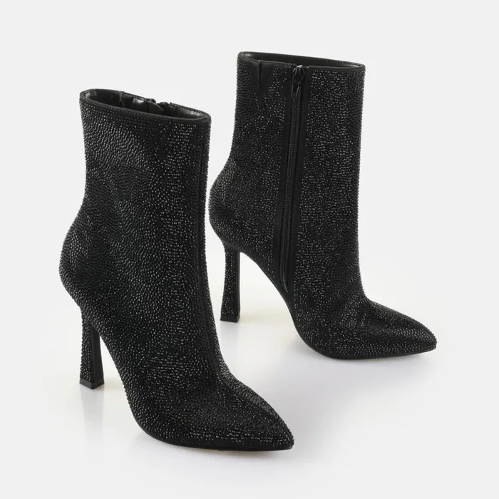 Shop Boots and AnkleBoots BUFFALO LINDA ANKLE SHINE 8211 VEGAN SATIN 8211 BLACK Black