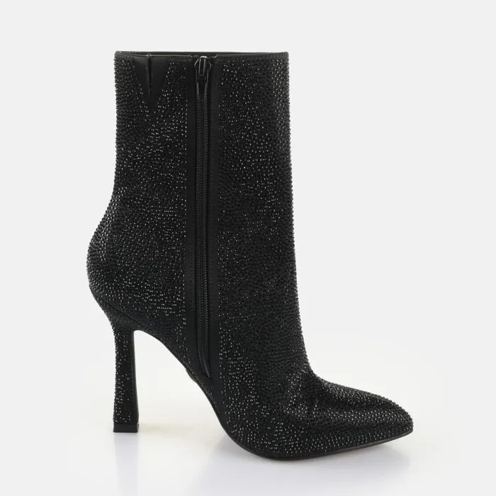 Shop Boots and AnkleBoots BUFFALO LINDA ANKLE SHINE 8211 VEGAN SATIN 8211 BLACK Black