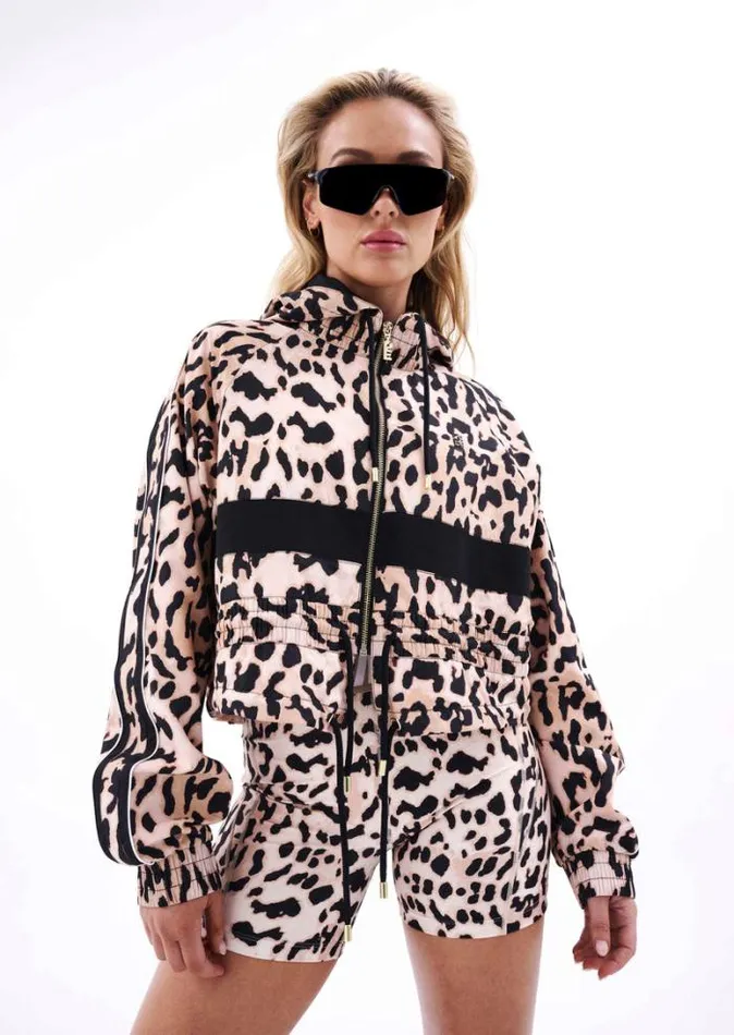 Shop CROPPED MAN DOWN JACKET IN LEOPARD PRINT PE Nation Jackets