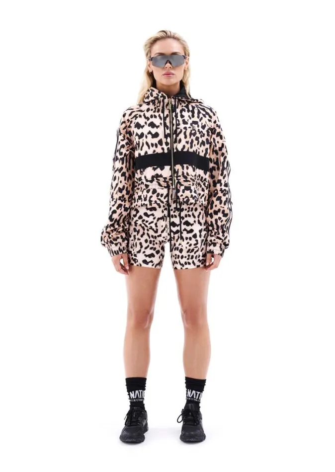 Shop CROPPED MAN DOWN JACKET IN LEOPARD PRINT PE Nation Jackets