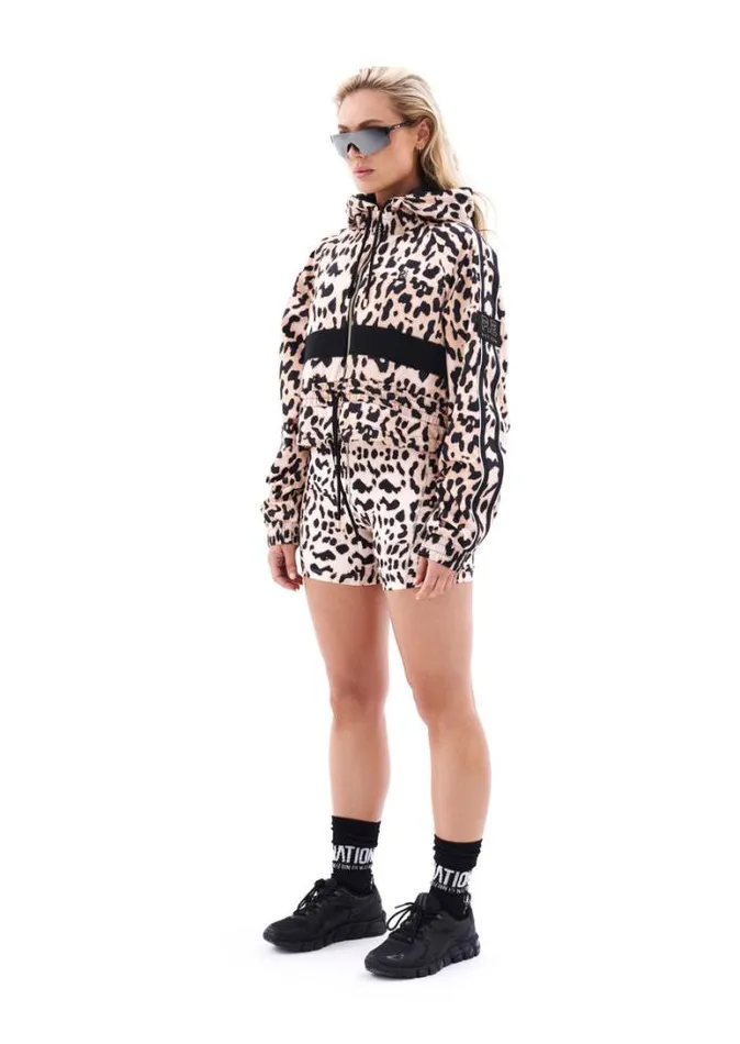 Shop CROPPED MAN DOWN JACKET IN LEOPARD PRINT PE Nation Jackets