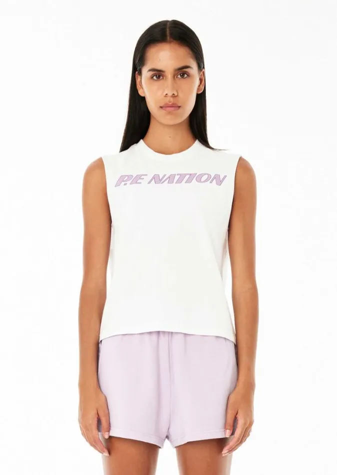 Shop DOUBLE JUMP TANK IN OPTIC WHITE PE Nation Tees and Tanks