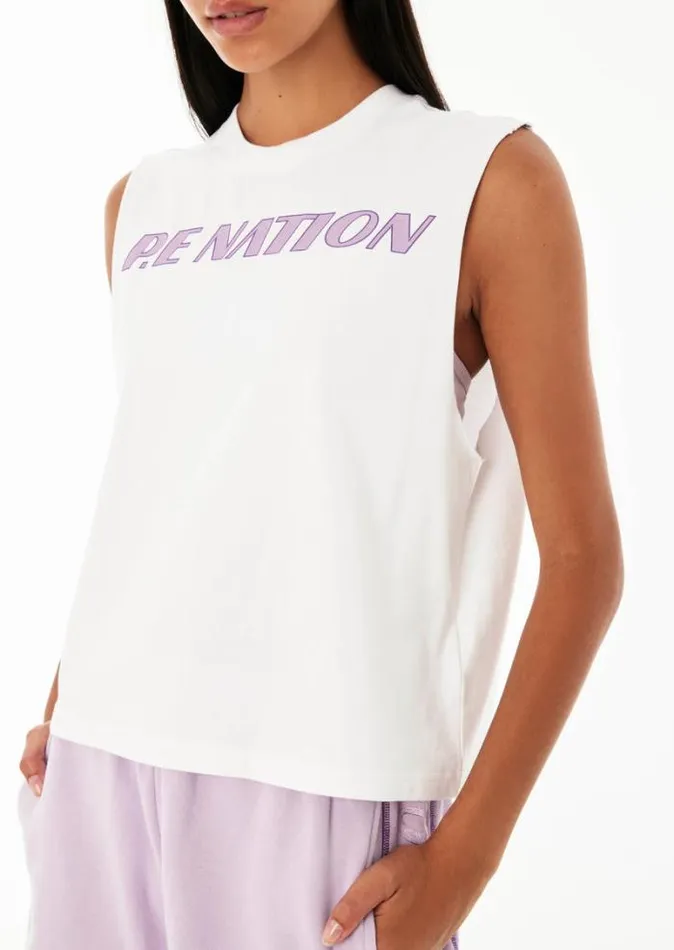 Shop DOUBLE JUMP TANK IN OPTIC WHITE PE Nation Tees and Tanks