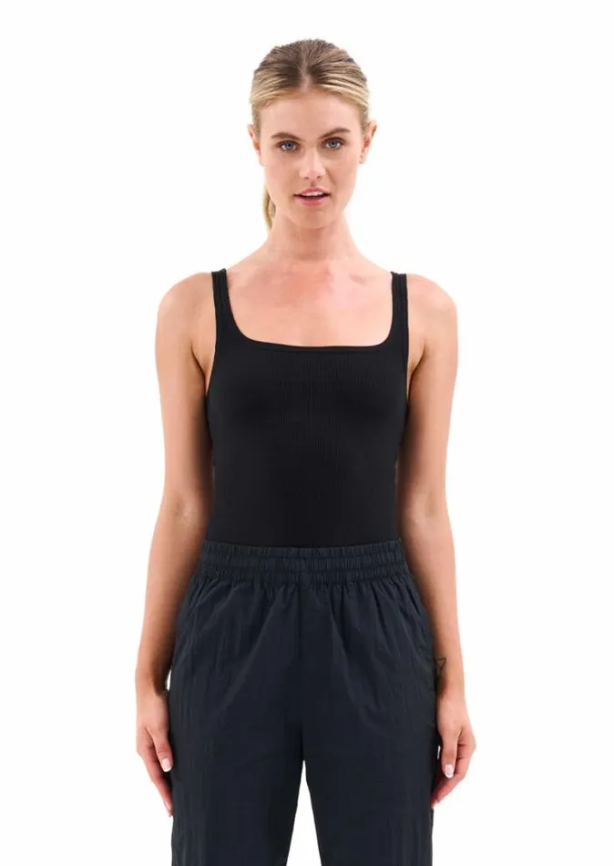 Shop FREE PLAY RIB SINGLET IN BLACK PE Nation Tees and Tanks