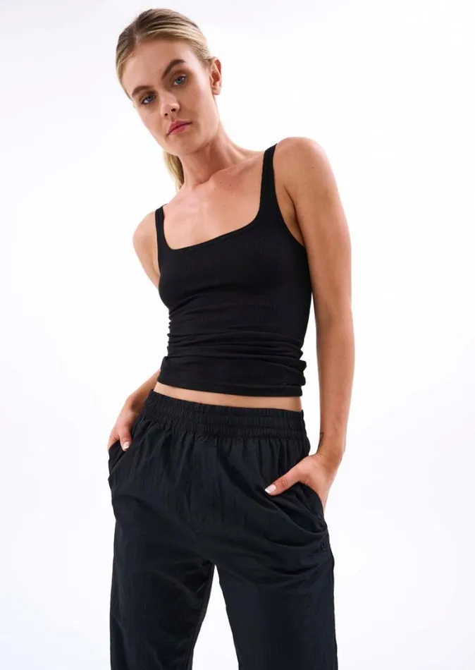 Shop FREE PLAY RIB SINGLET IN BLACK PE Nation Tees and Tanks