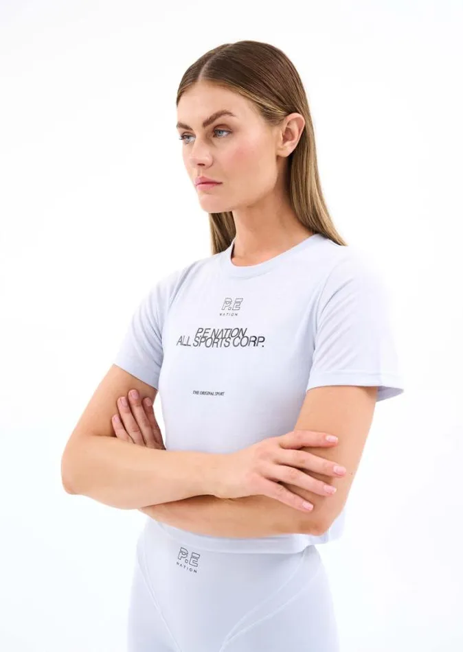 Shop PARALLEL TEE IN GREY DAWN PE Nation Tees and Tanks