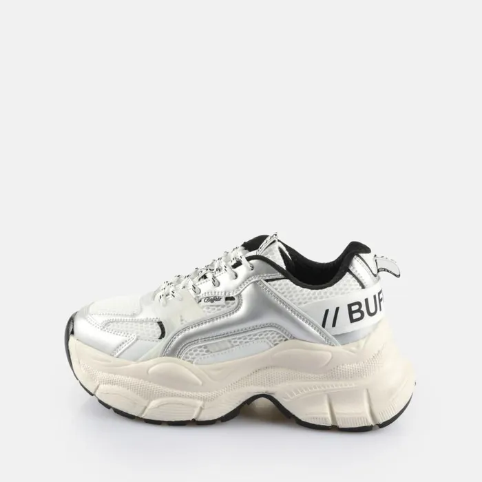 Shop Sneakers BUFFALO BFL PARA 8211 VEGAN NAPPAMESH 8211 WHITESILVERCREAM Whitesilvercream